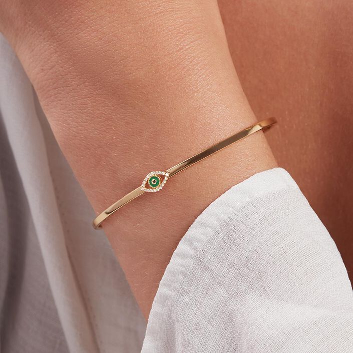 Bangle LUCKY EYE - Green / Golden - All jewellery  | Agatha