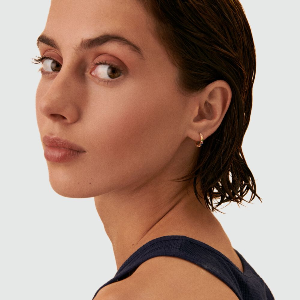 Hoop piercing COLORFUL - Multicolor / Gold - Genuine silver  | Agatha