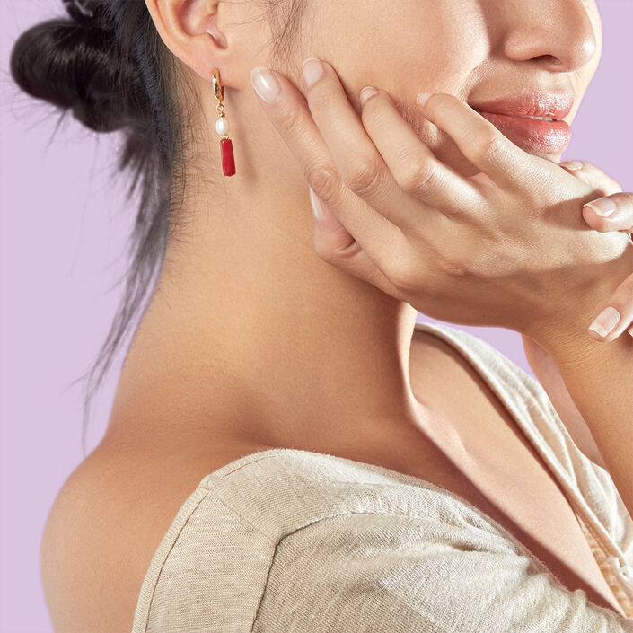 Long earrings DEESSE - Red / White - All earings  | Agatha