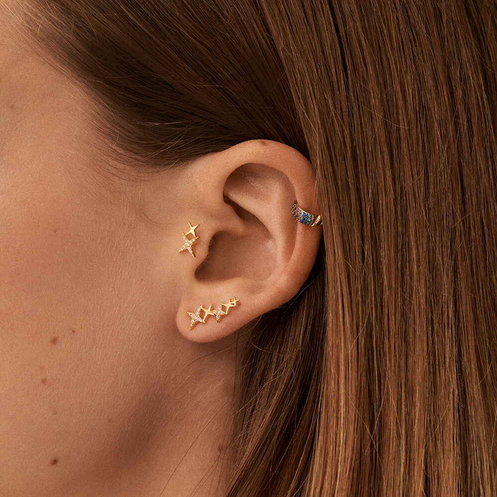 Piercing stud SHINING - Crystal / Golden - Jewellery  | Agatha