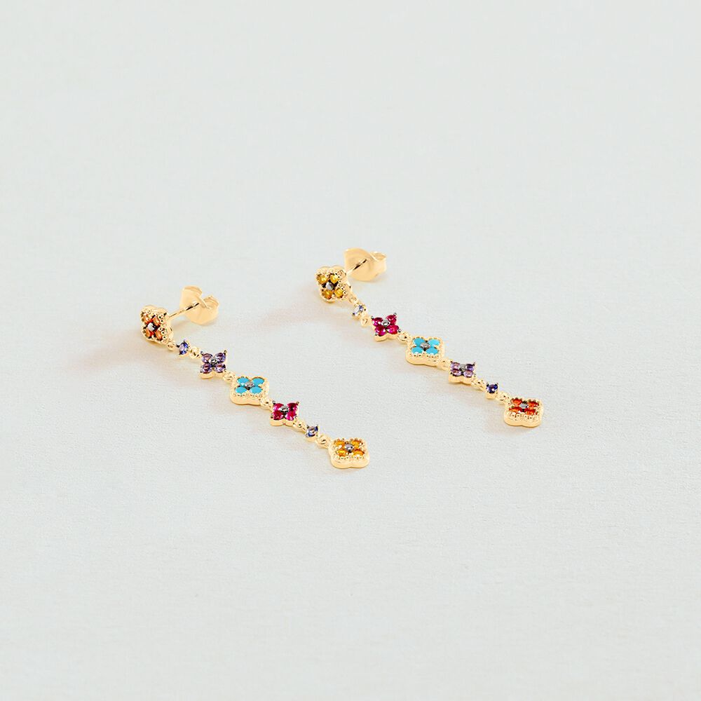 Long earrings BELOVED - Multicolor / Gold - Earrings  | Agatha