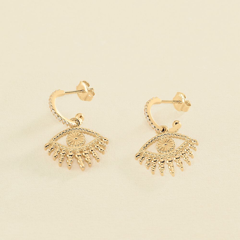 Hoops LUCKY EYE - Green / Golden - All jewellery  | Agatha