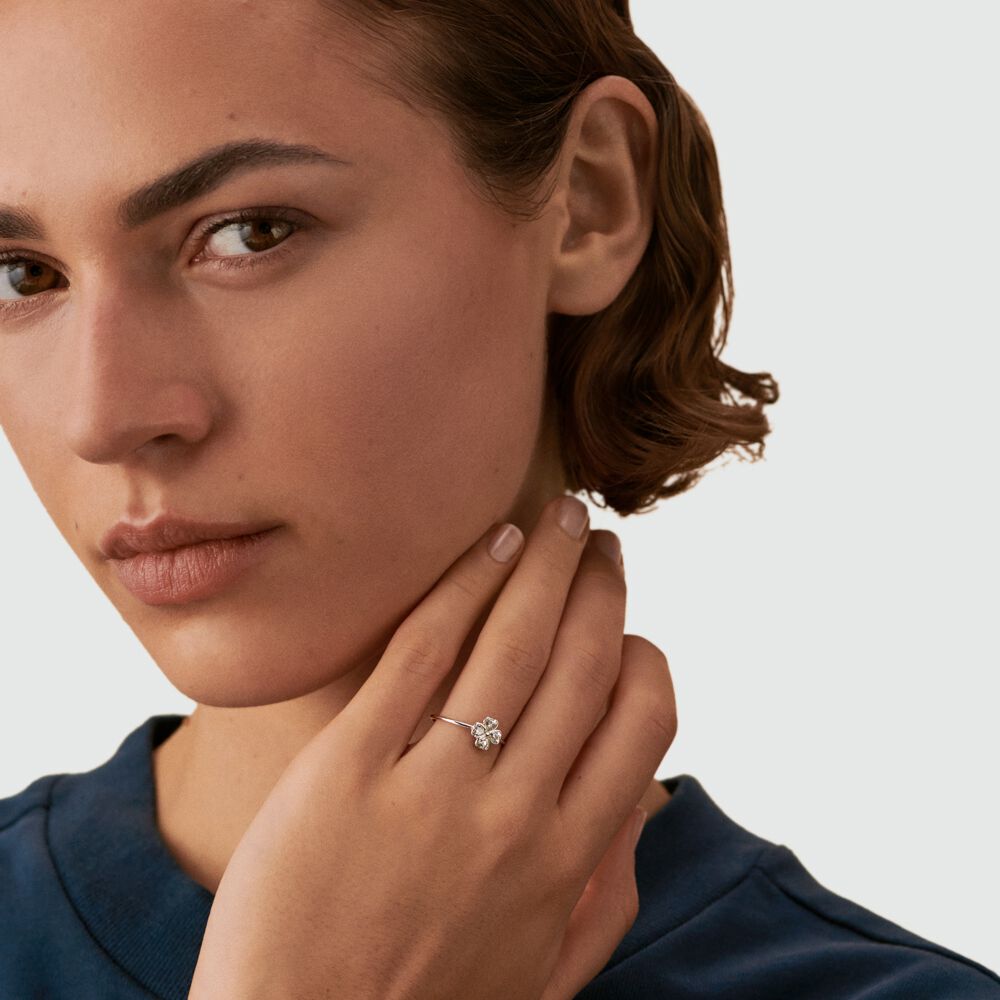 Thin ring FELICITE - Crystal / Silver - Genuine silver  | Agatha