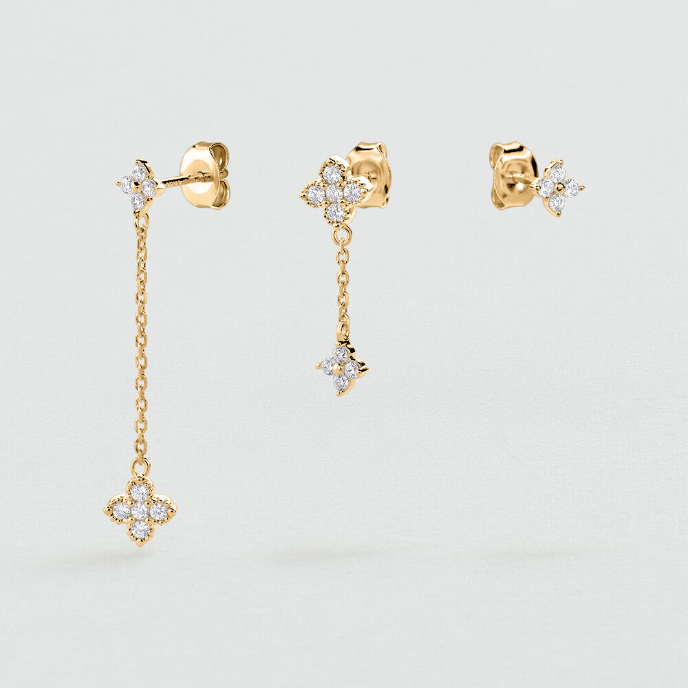 Earring set BELOVED MIX & MATCH - Crystal / Golden - Genuine silver  | Agatha