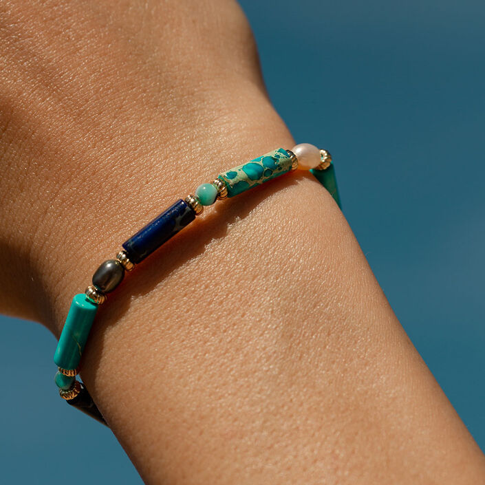 Link bracelet CYCLADES - Blue / Gold - All jewellery  | Agatha