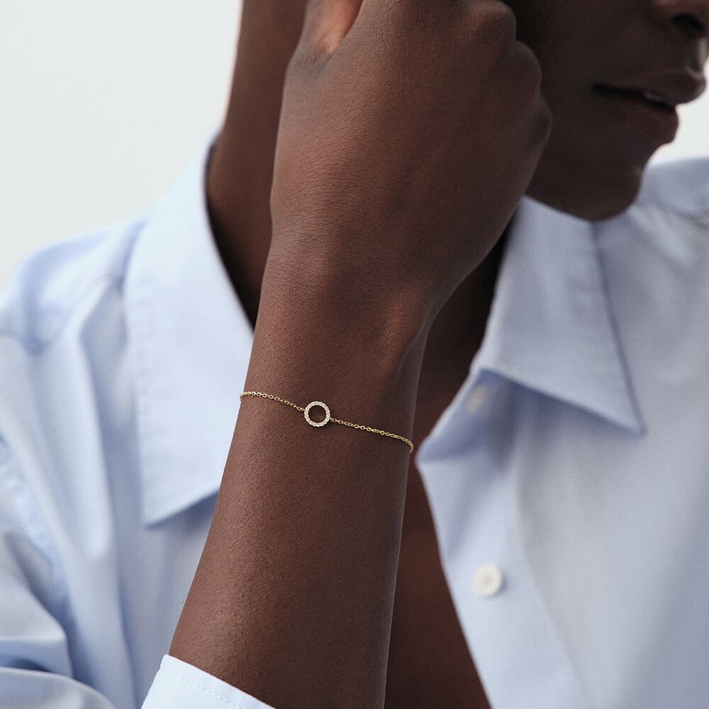 Link bracelet RONDOU - Crystal / Golden - Bracelets  | Agatha