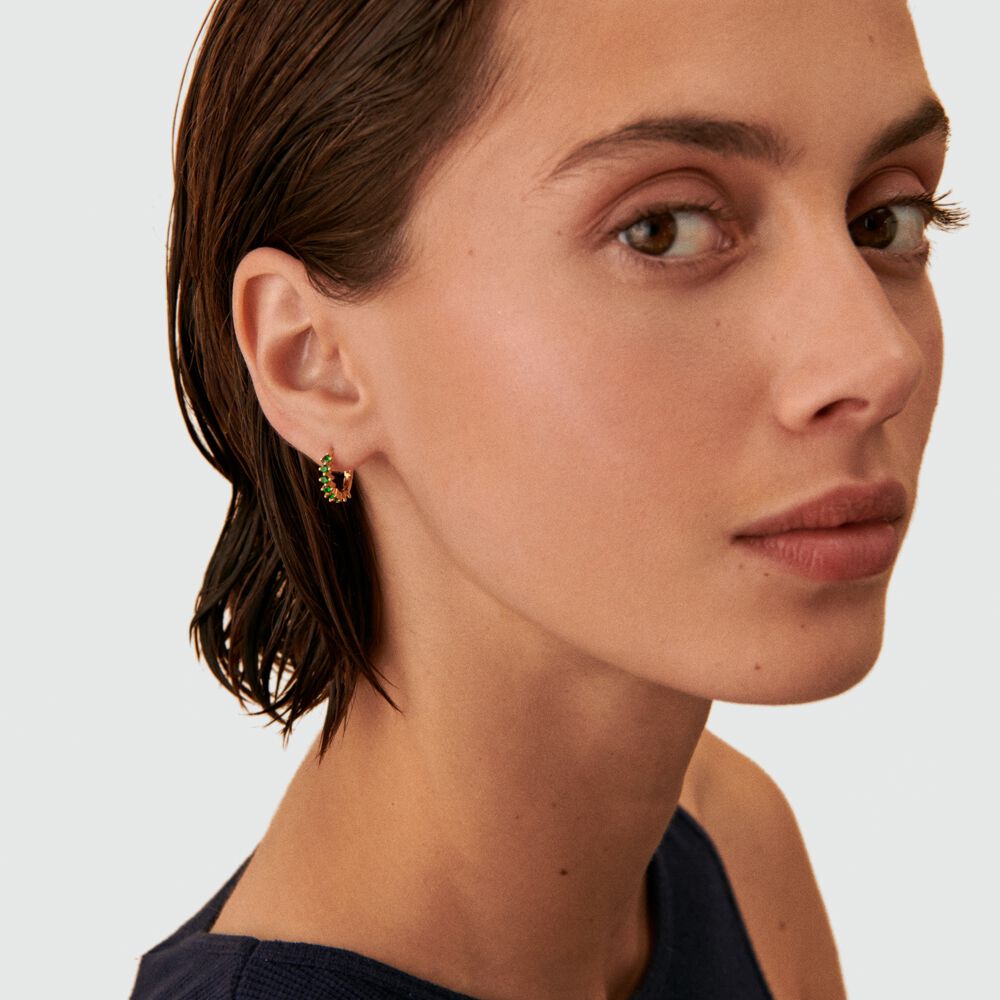 Hoop piercing RADIANTE - Green - Genuine silver  | Agatha