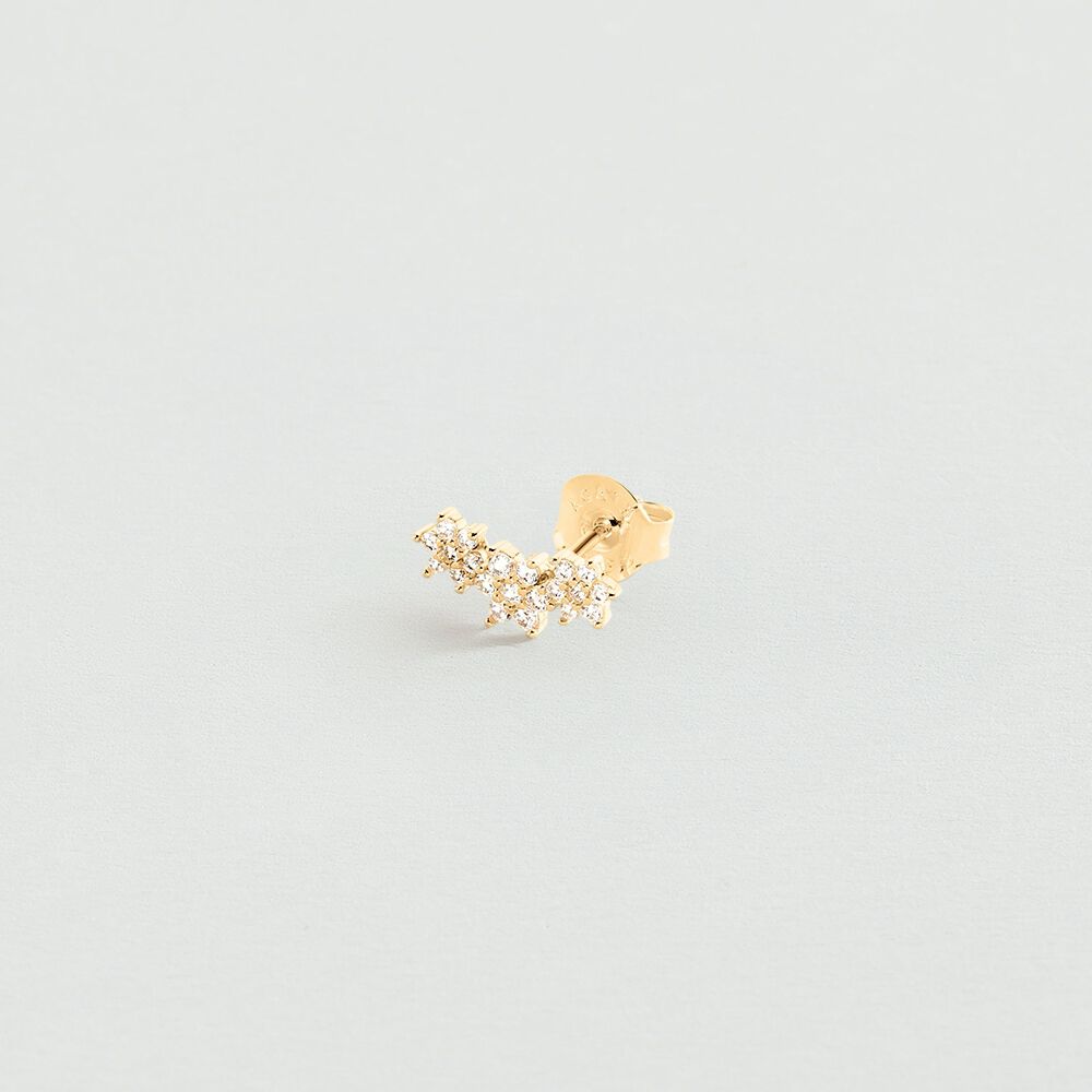 Piercing stud TRIOFLOR - Crystal / Golden - Genuine silver  | Agatha