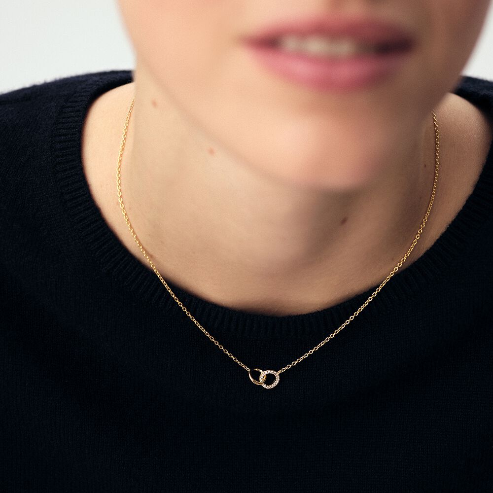 Choker necklace RONDOU - Crystal / Golden - Genuine silver  | Agatha