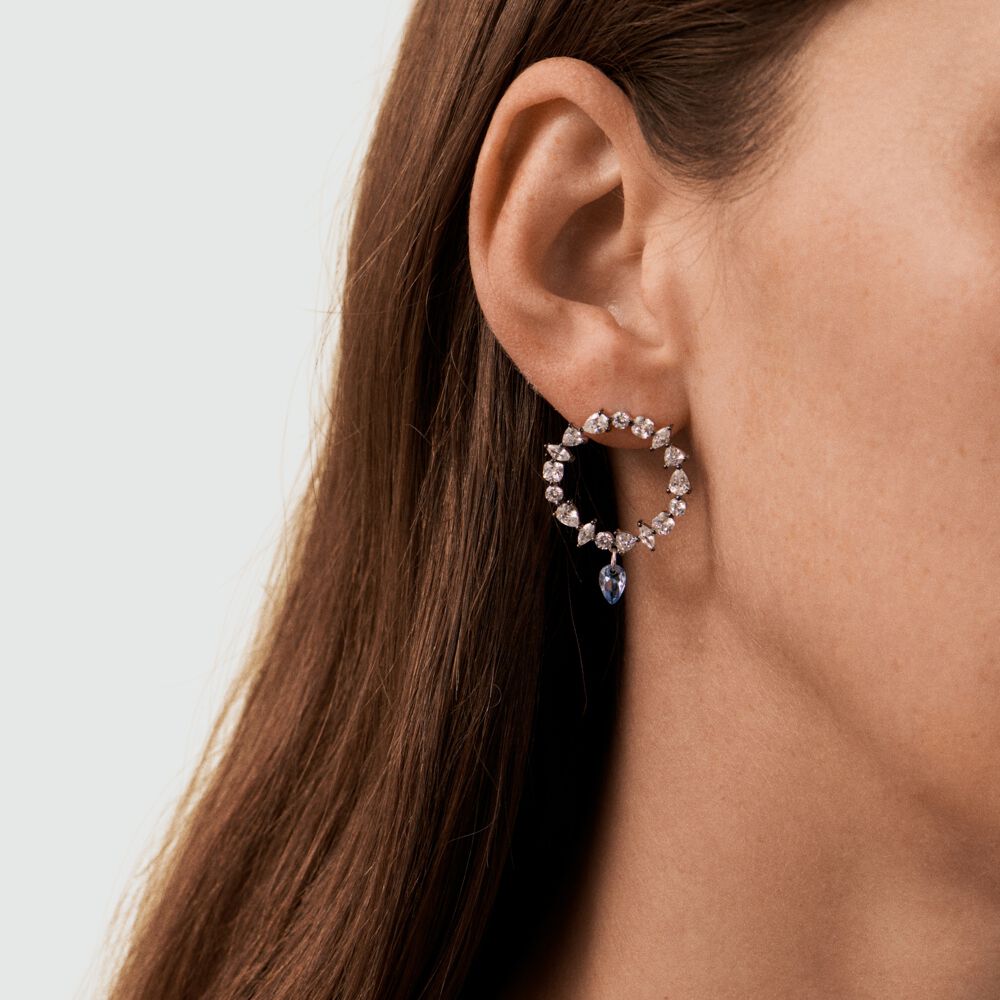 Long earrings JACKIE - Silver / Aquamarine blue  - Earrings  | Agatha