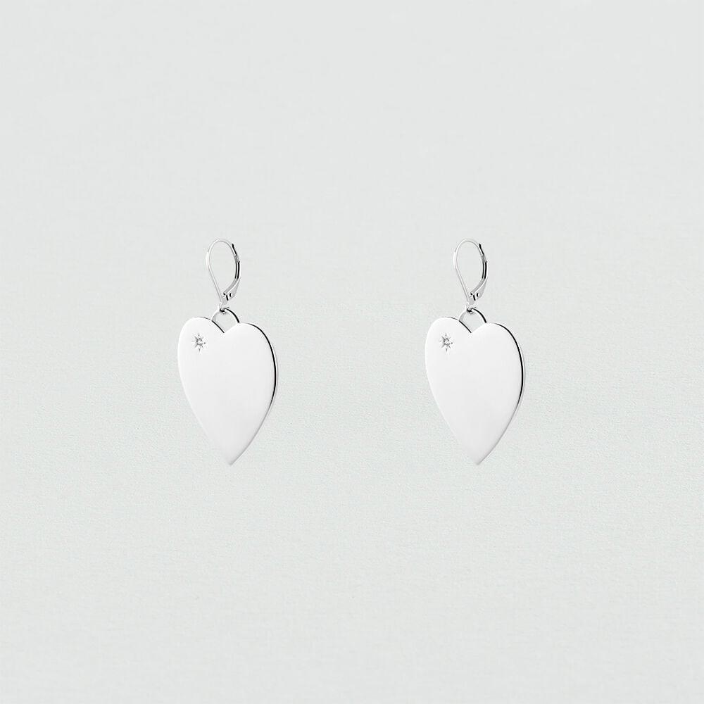 Long earrings HEARTY - Crystal / Silver - Outlet  | Agatha