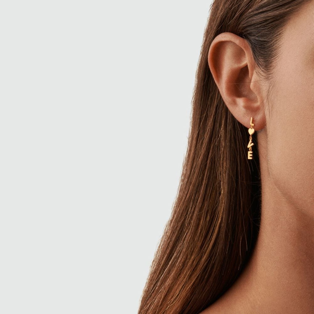 Long earrings WITH LOVE - Golden - Earrings  | Agatha