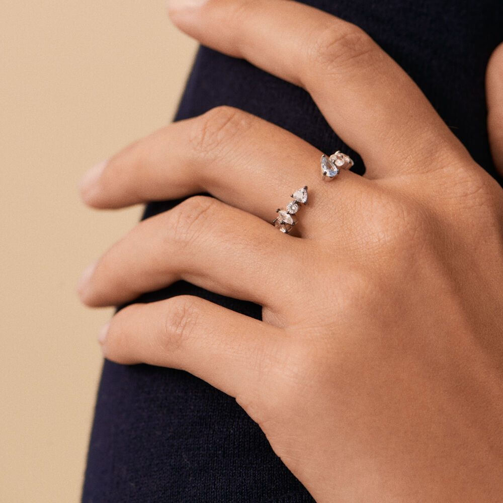 Thin ring RIN1JACKIE - Silver / Aquamarine blue  - Rings  | Agatha