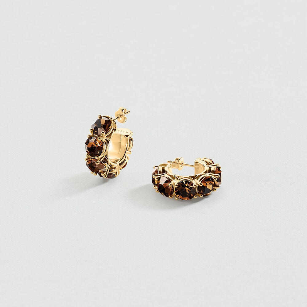 Hoops LUTETIA - Brown / Gold - Earrings  | Agatha