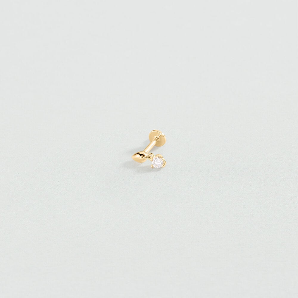 Piercing stud DROP MIX & MATCH - Crystal / Golden - Genuine silver  | Agatha