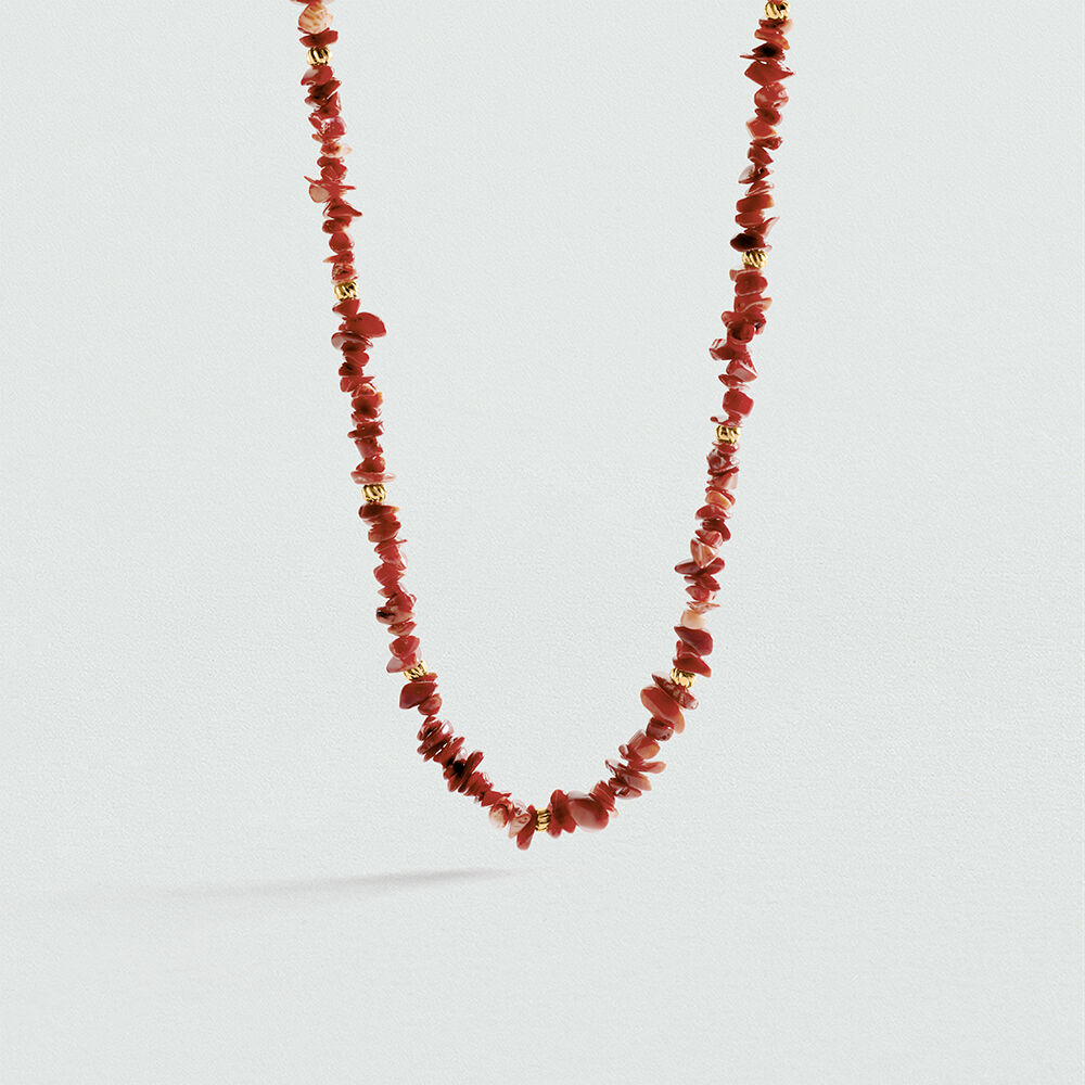 Long necklace CASSIS - Red / Gold - Long necklace  | Agatha