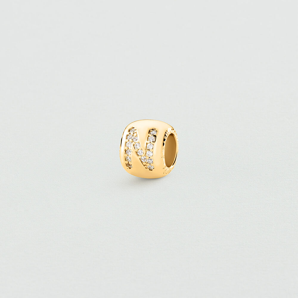 Pendant LUCKY LETTER N - Crystal / Golden - Jewellery  | Agatha