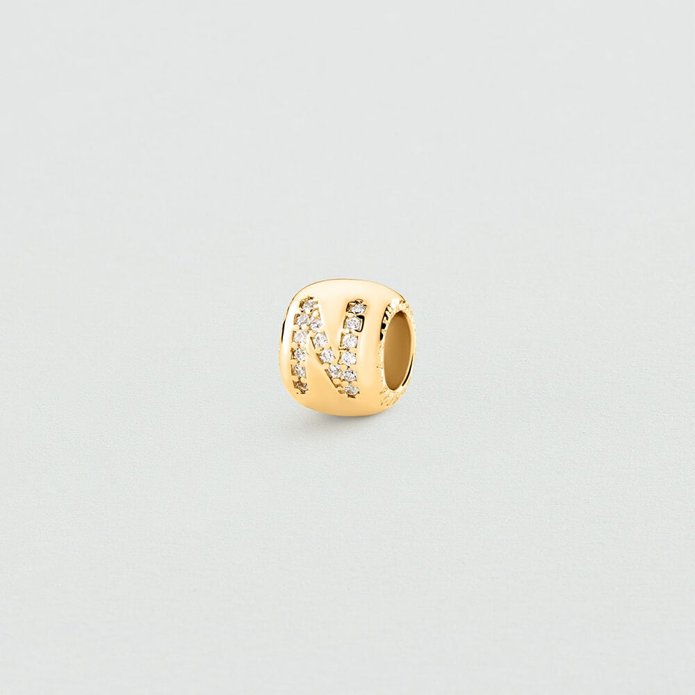 Pendant LUCKY LETTER N - Crystal / Golden - Jewellery  | Agatha