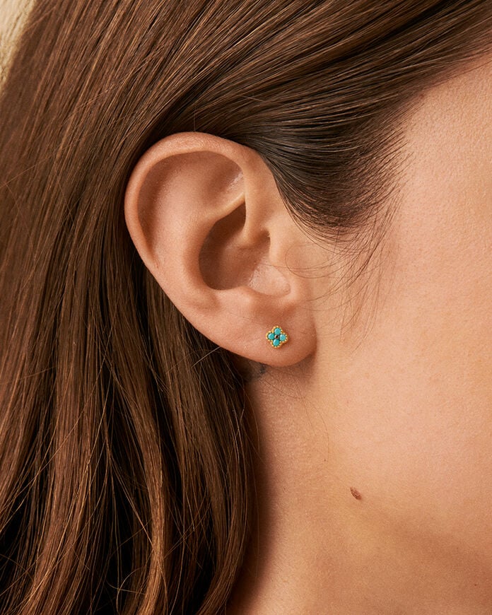 Stud earrings BELOVED - Turquoise / Gold - All earings  | Agatha