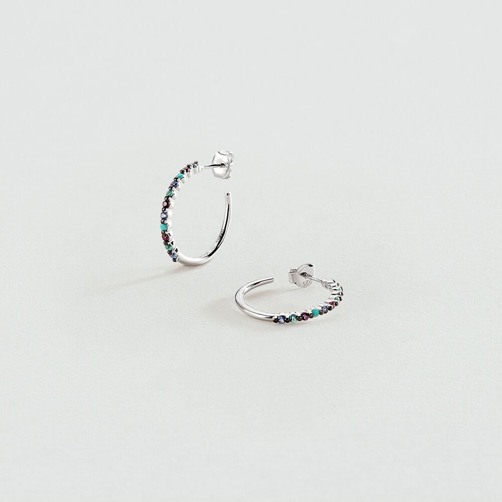 Hoops BELOVED - Multicolor / Silver - Genuine silver  | Agatha