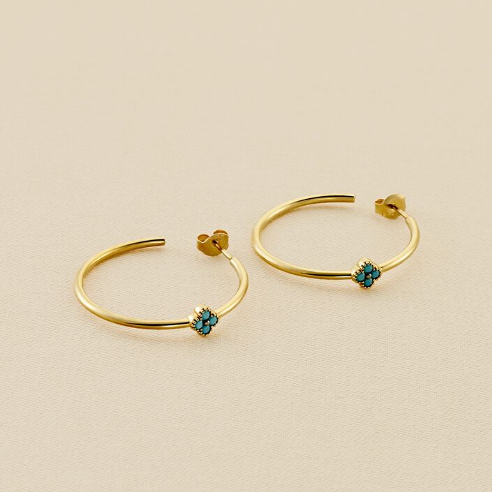 Hoops BELOVED - Turquoise / Gold - All jewellery  | Agatha