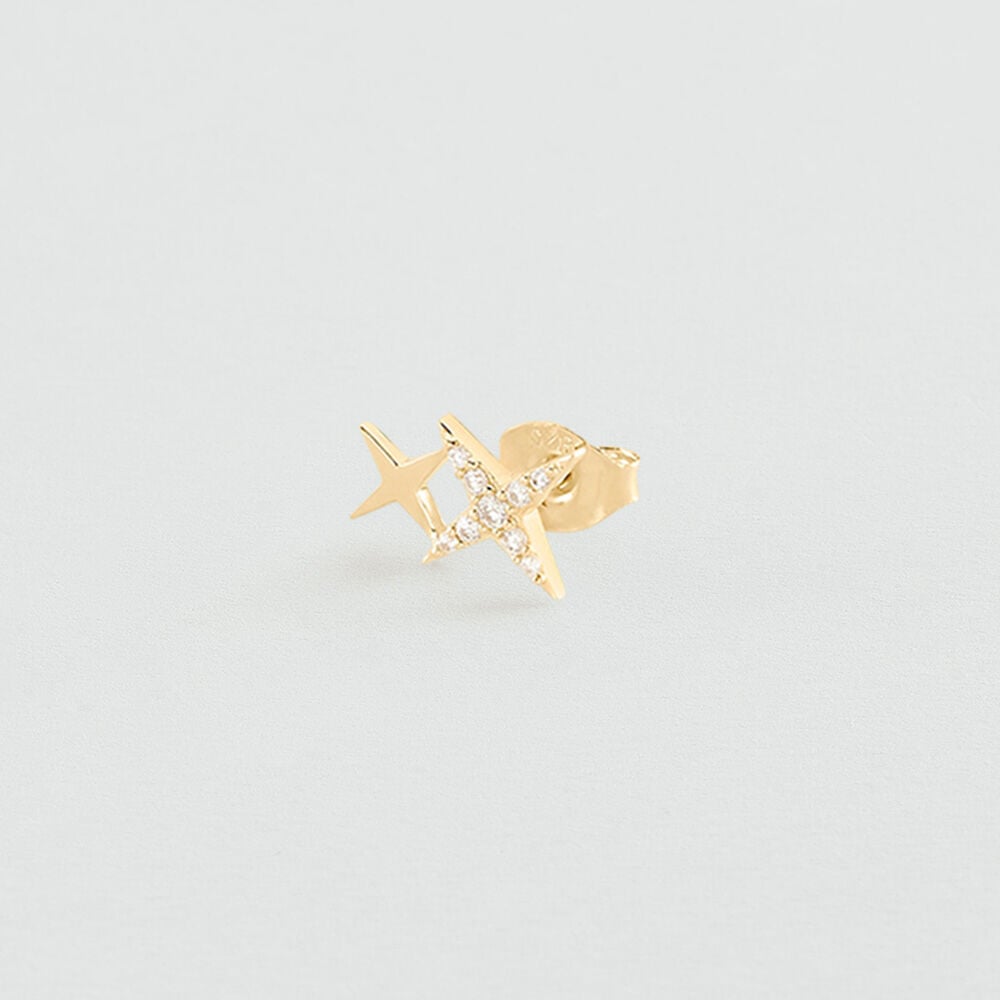 Stud earrings STARS MIX & MATCH - Crystal / Golden - Genuine silver  | Agatha