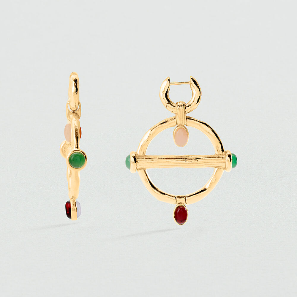 Long earrings PANGEA - Multicolor / Gold - Earrings  | Agatha