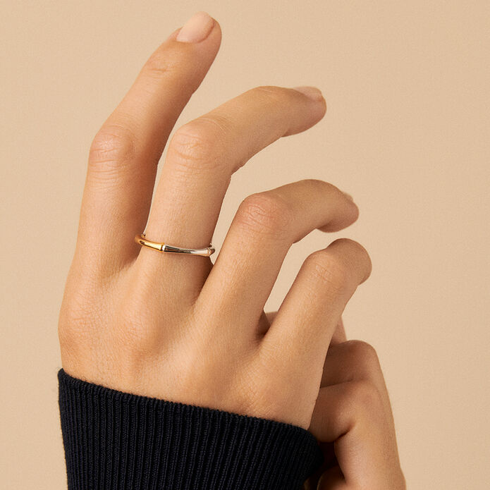 Thin ring BAMBOO - Silver / Gold - 13:01  | Agatha