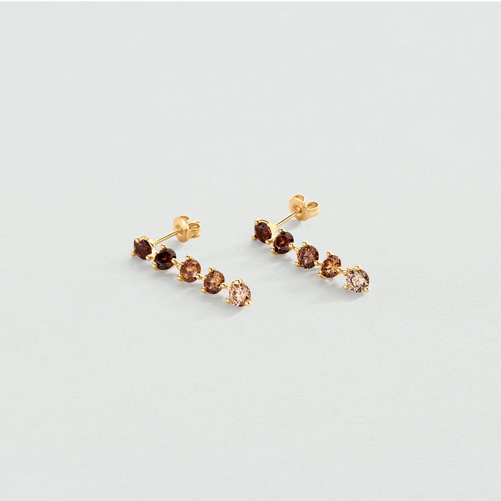 Long earrings LUTETIA - Brown / Gold - Earrings  | Agatha