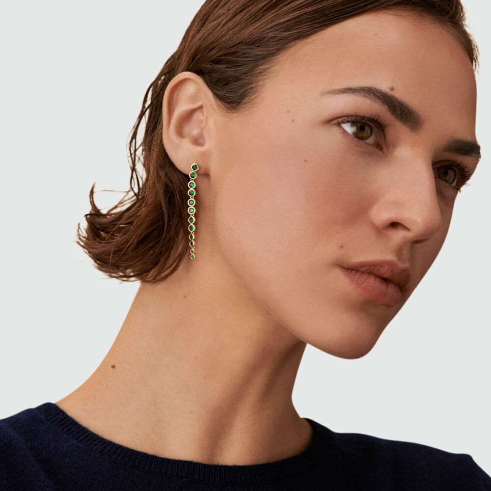 Long earrings ADAMAS - Green / Golden - Earrings  | Agatha