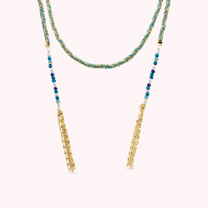 Long necklace ADDICTION - Blue / Gold - Addiction  | Agatha