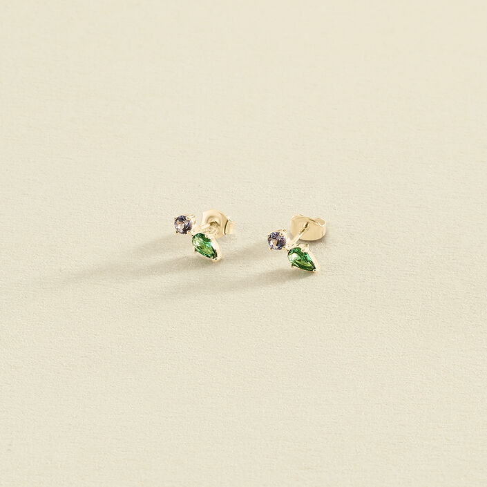 Stud earrings ASTRE - Green / Gold - All earings  | Agatha