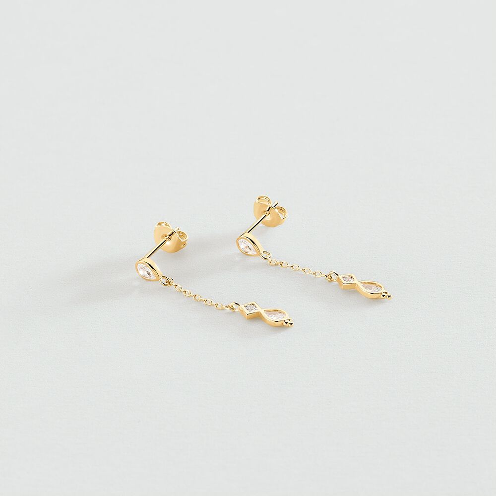 Long earrings ARISTA - Crystal / Golden - Earrings  | Agatha
