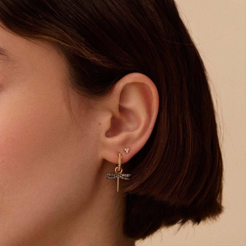 Hoops DIAMONDS - Gold / Gun - Earrings  | Agatha