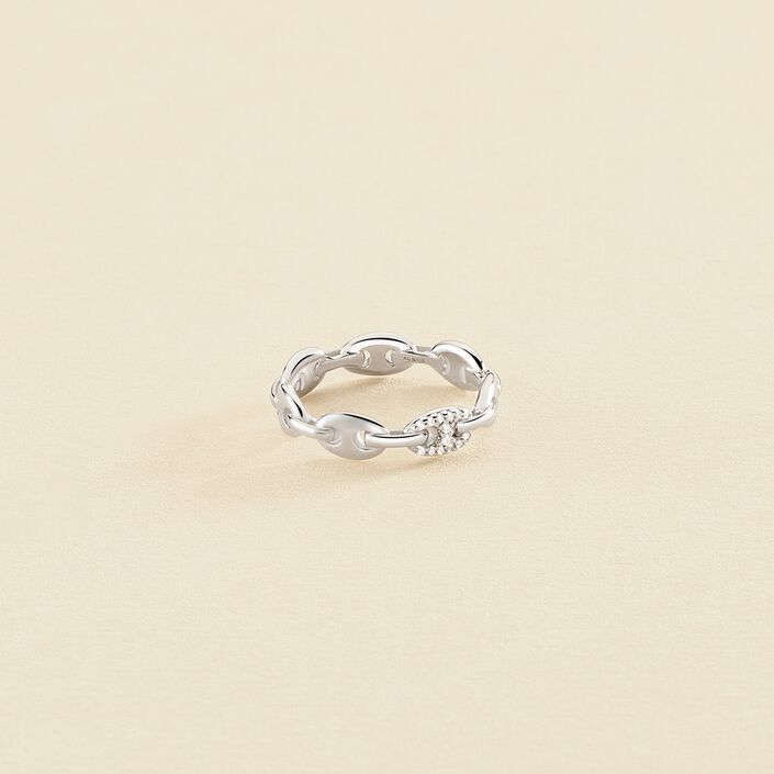 Thin ring ETREINTE - Crystal / Silver - Ajustable ring  | Agatha