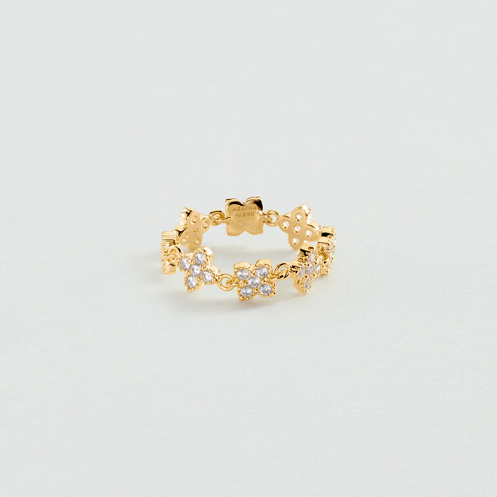 Large ring BELOVED - Crystal / Golden - Beloved  | Agatha