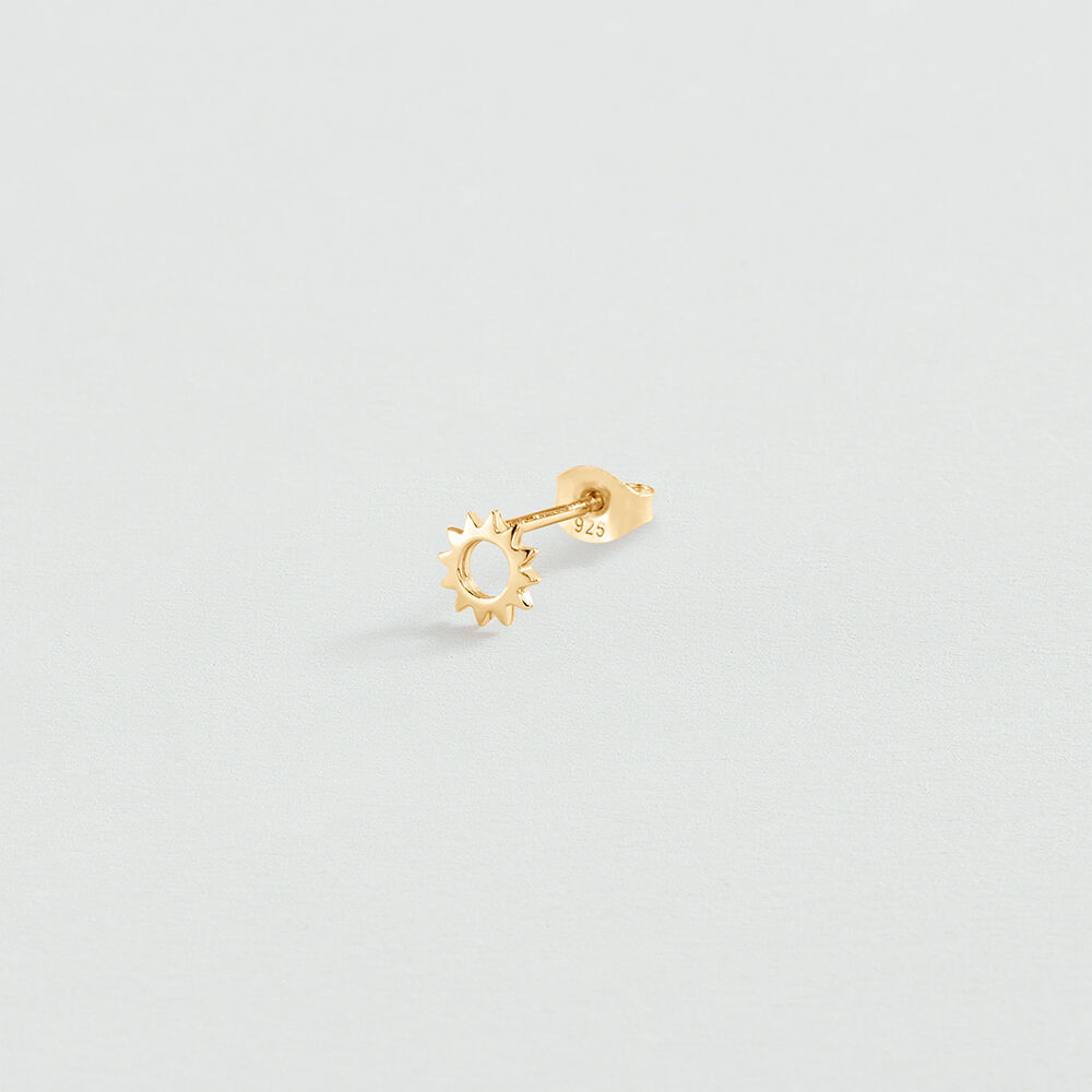 Single stud earring SUN MIX & MATCH - Golden - Genuine silver  | Agatha