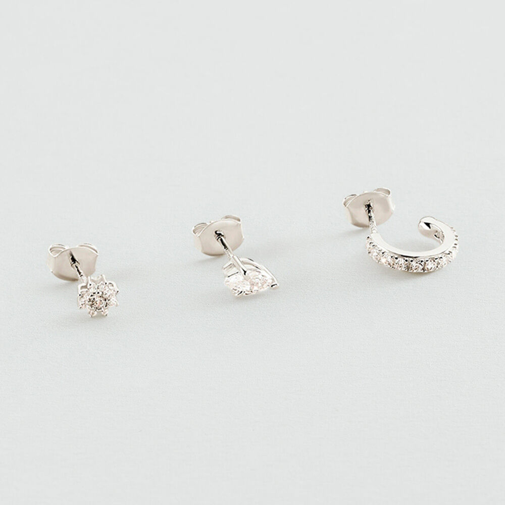 Stud earrings MIX & MATCH - Crystal / Silver - Genuine silver  | Agatha