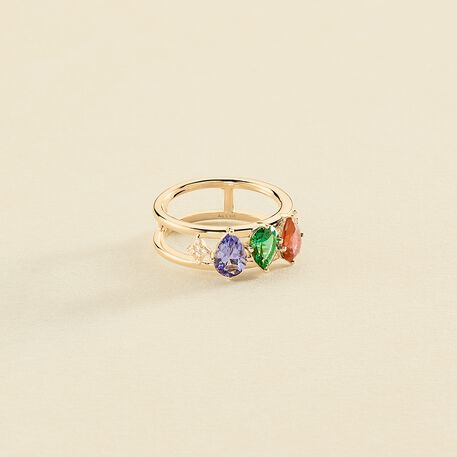 Large ring ASTRE - Multicolor / Gold - All jewellery  | Agatha