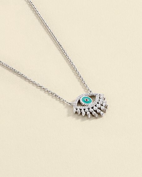 Mid-length necklace LUCKY EYE - Turquoise / Silver - All jewellery  | Agatha