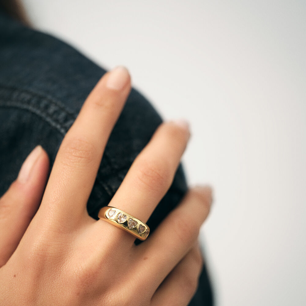 Thin ring DESIREE - Crystal / Golden - Jewellery  | Agatha