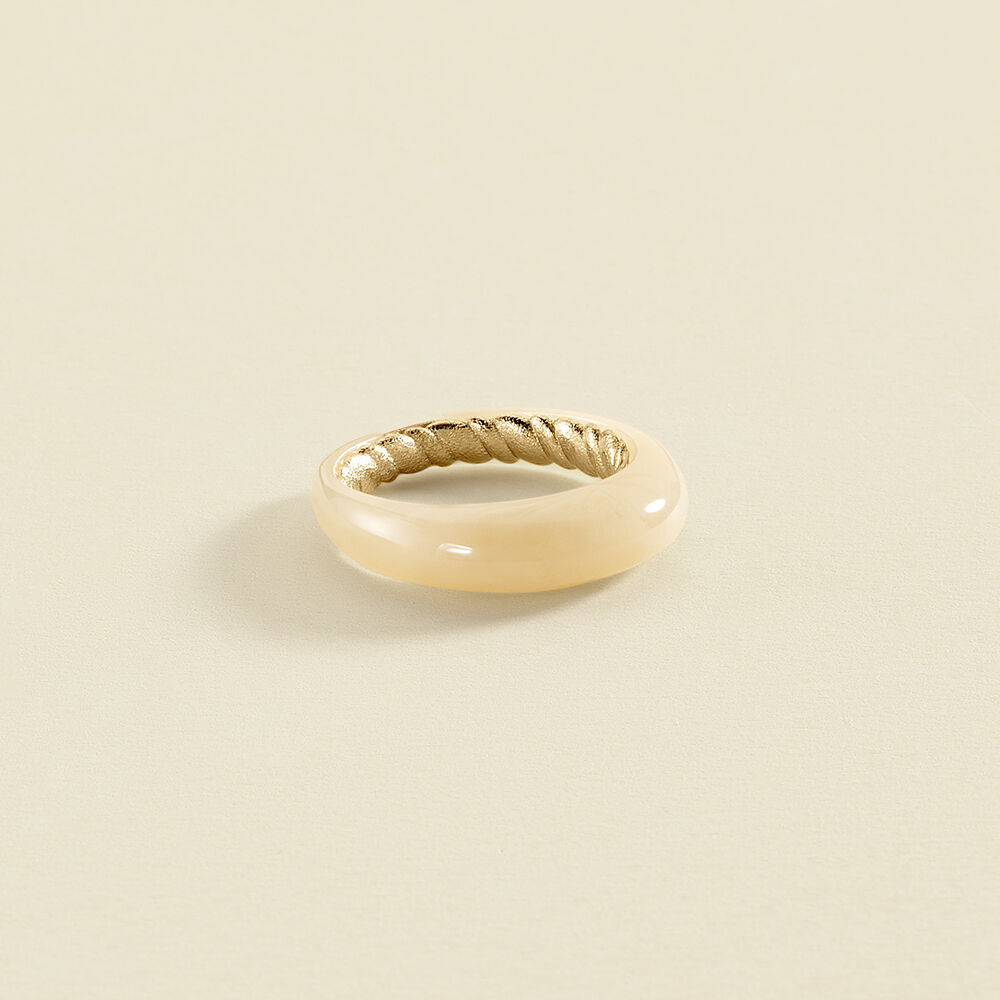 Thin ring TORSADES - Ivory / Gold