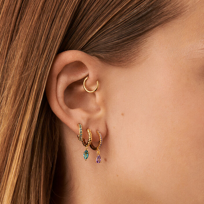 Hoop piercing PAVA - Turquoise / Gold - All jewellery  | Agatha