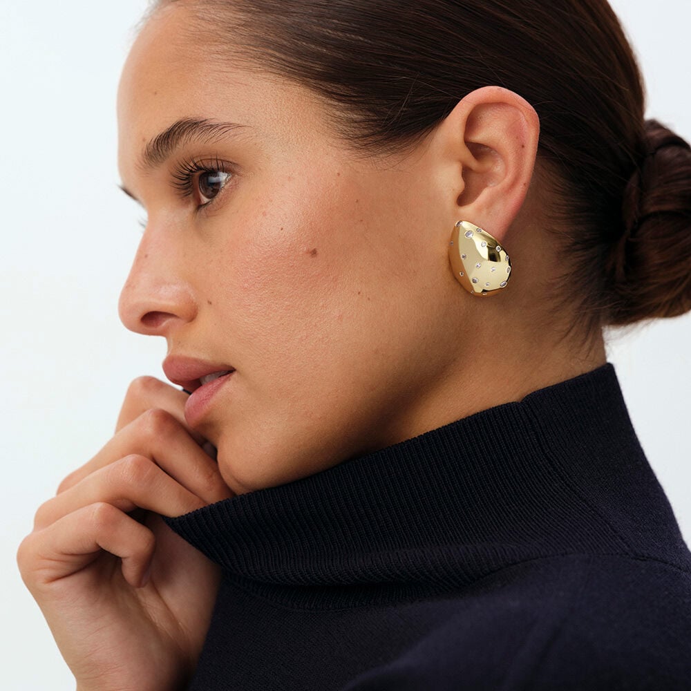Long earrings DANAE - Crystal / Golden - Earrings  | Agatha