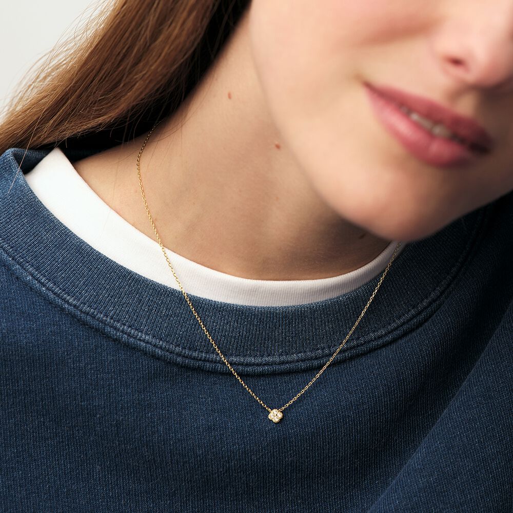 Choker necklace BELOVED - Crystal / Golden - Genuine silver  | Agatha