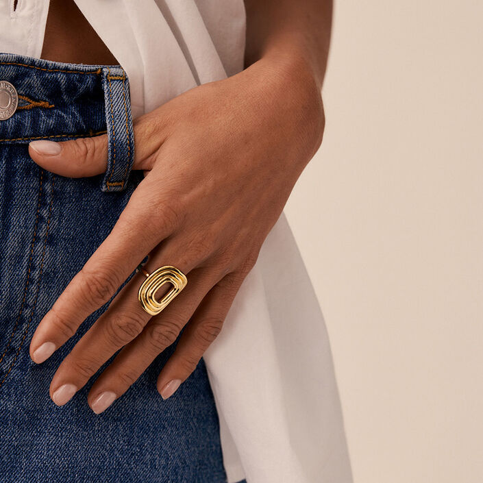 Large ring SOUL - Golden - All jewellery  | Agatha