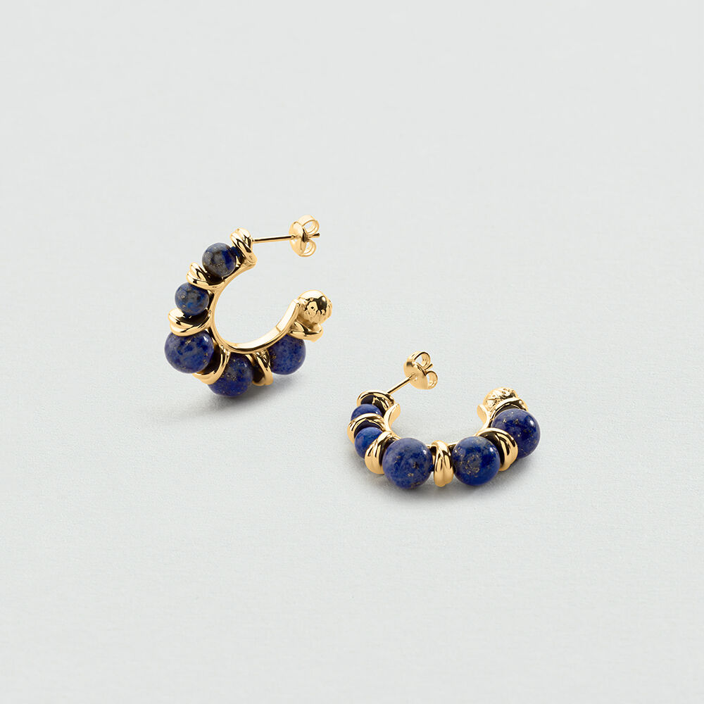 Hoops RAMATUELLE - Blue / Gold - Earrings  | Agatha