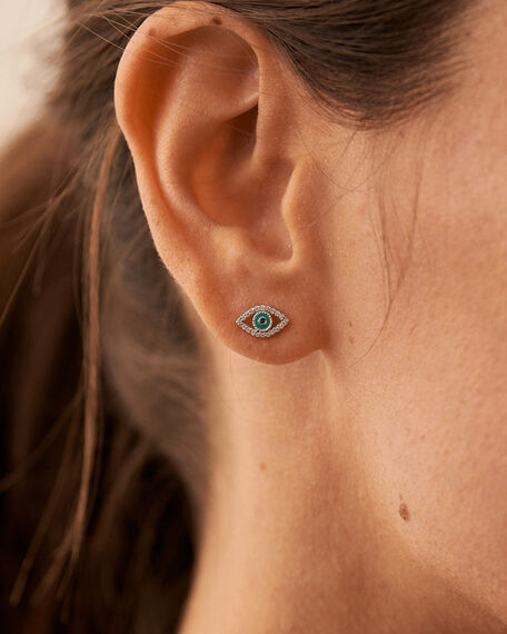 Stud earrings LUCKY EYE - Turquoise / Silver - All jewellery  | Agatha