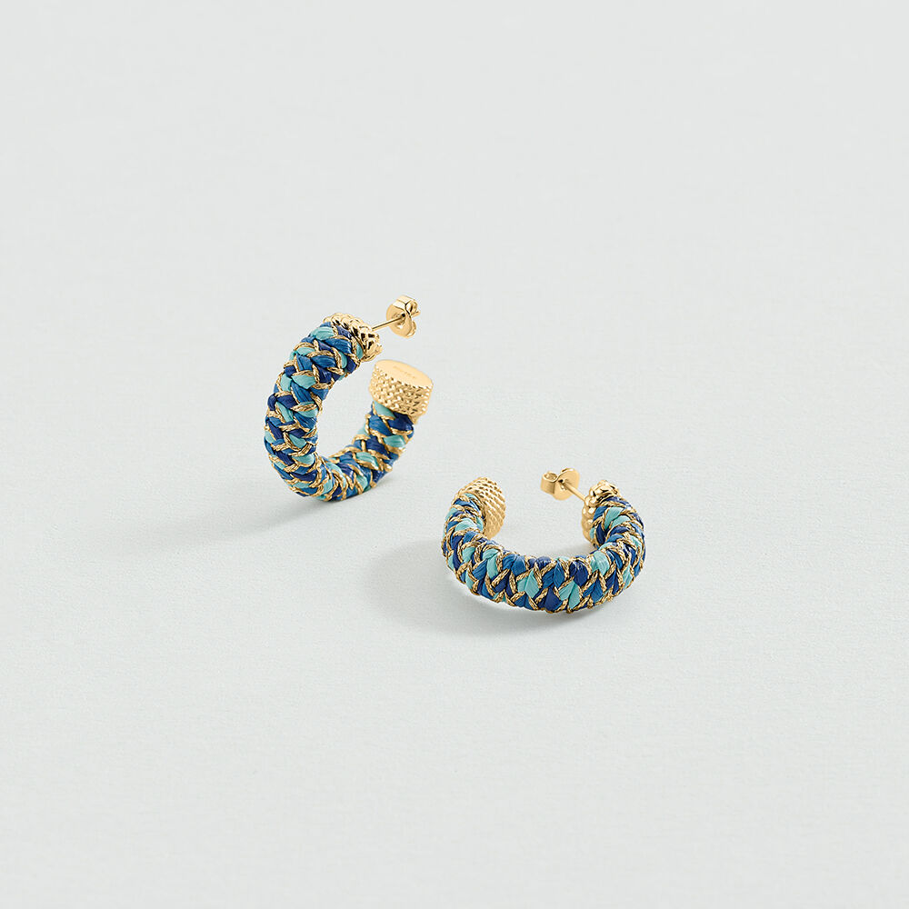 Hoops RAFIA - Blue / Gold - Earrings  | Agatha