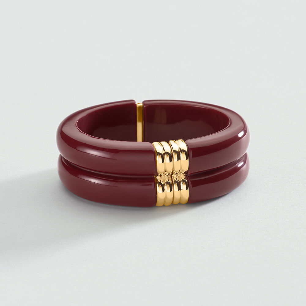 Cuff PALAIS ROYAL - Burgundy / Golden - Bracelets  | Agatha